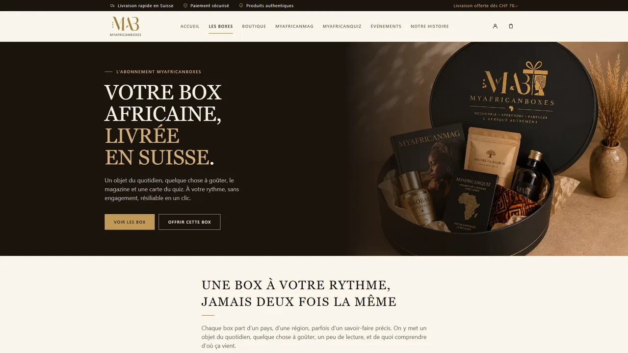Page de présentation des box